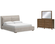 Cabalynn King Upholstered Bed, Dresser and Mirror