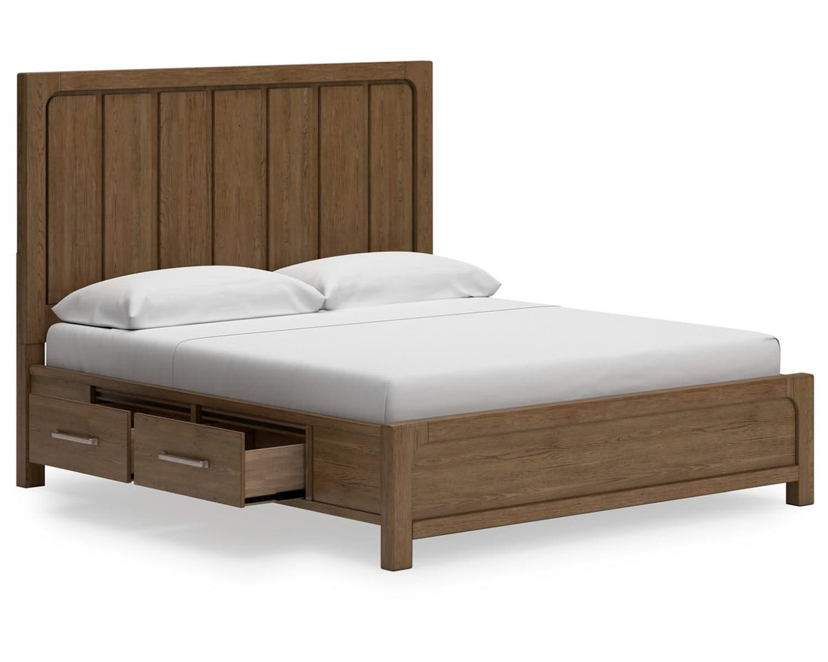 Cama California King con paneles y espacio de almacenamiento Cabalynn