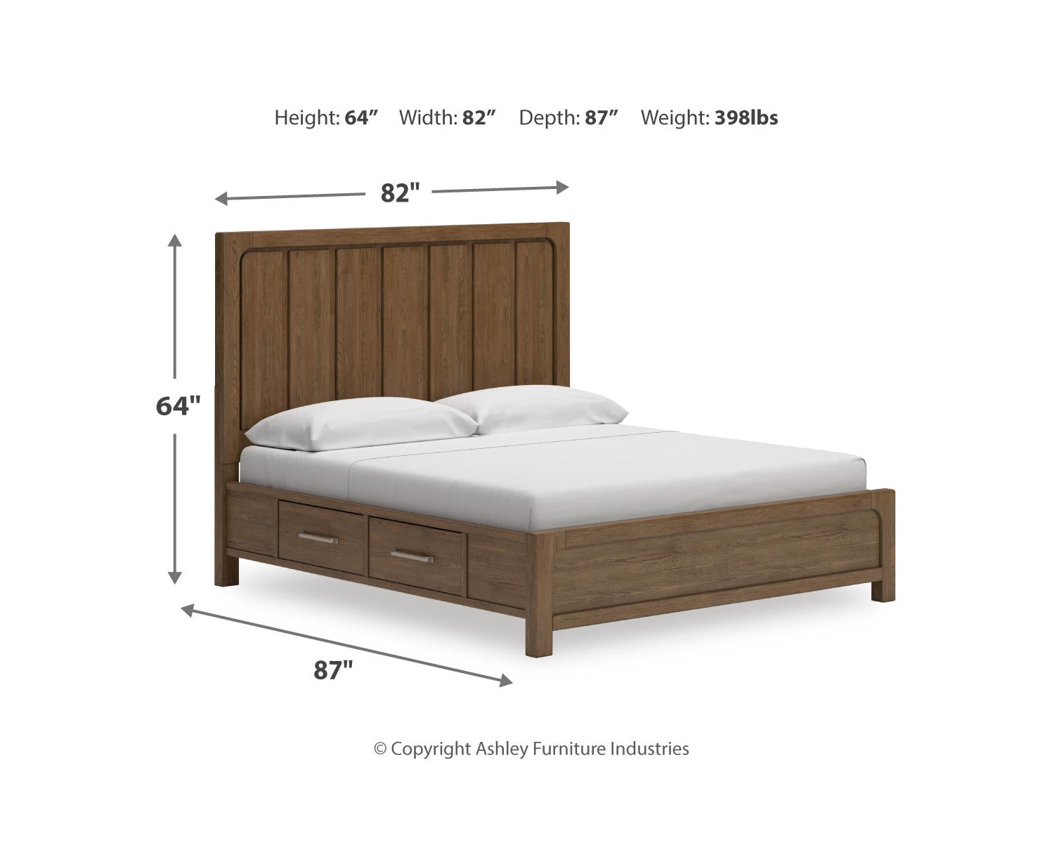 Cabalynn King Panel Bed with Storage, Dresser and Mirror