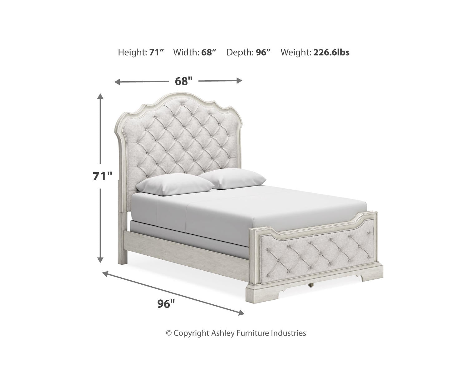 Arlendyne Queen Upholstered Bed, Dresser and Mirror
