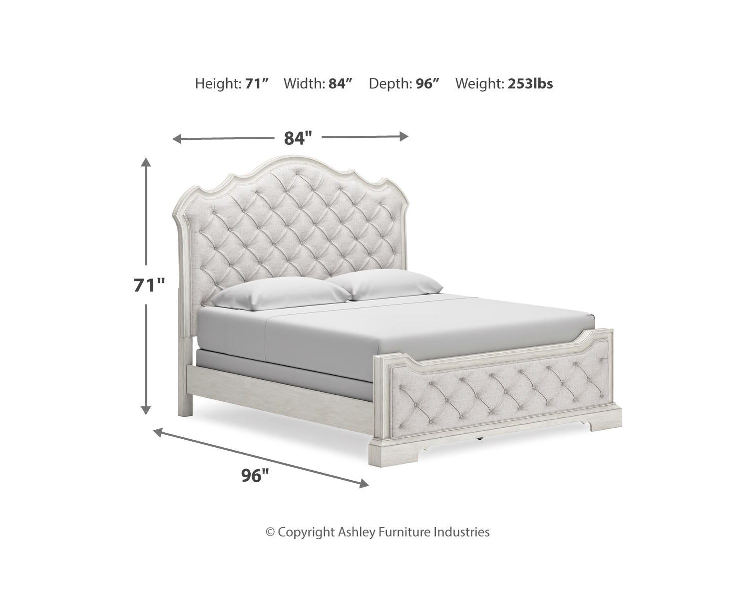 Arlendyne King Upholstered Bed, Dresser and Mirror