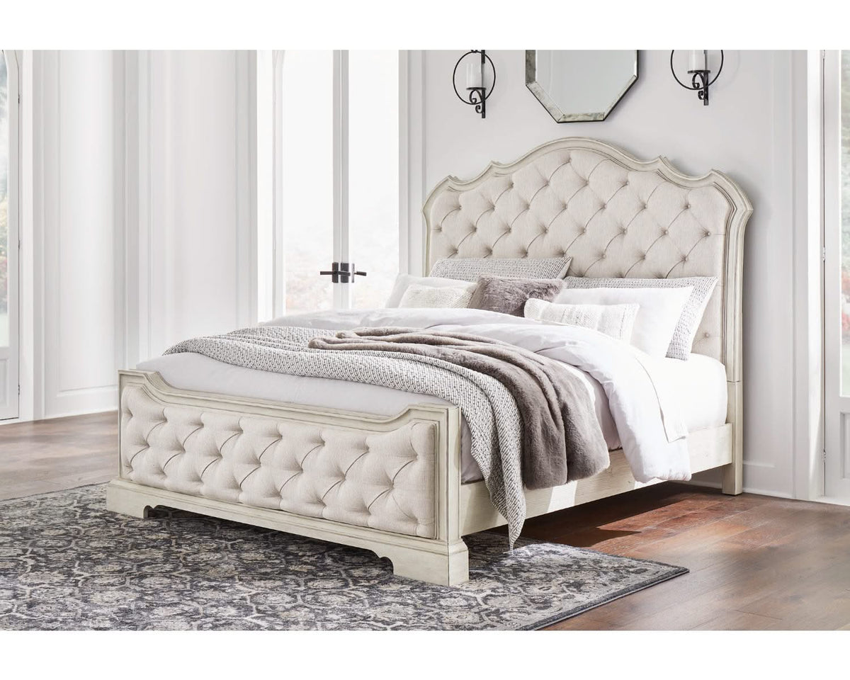 Arlendyne King Upholstered Bed, Dresser and Mirror