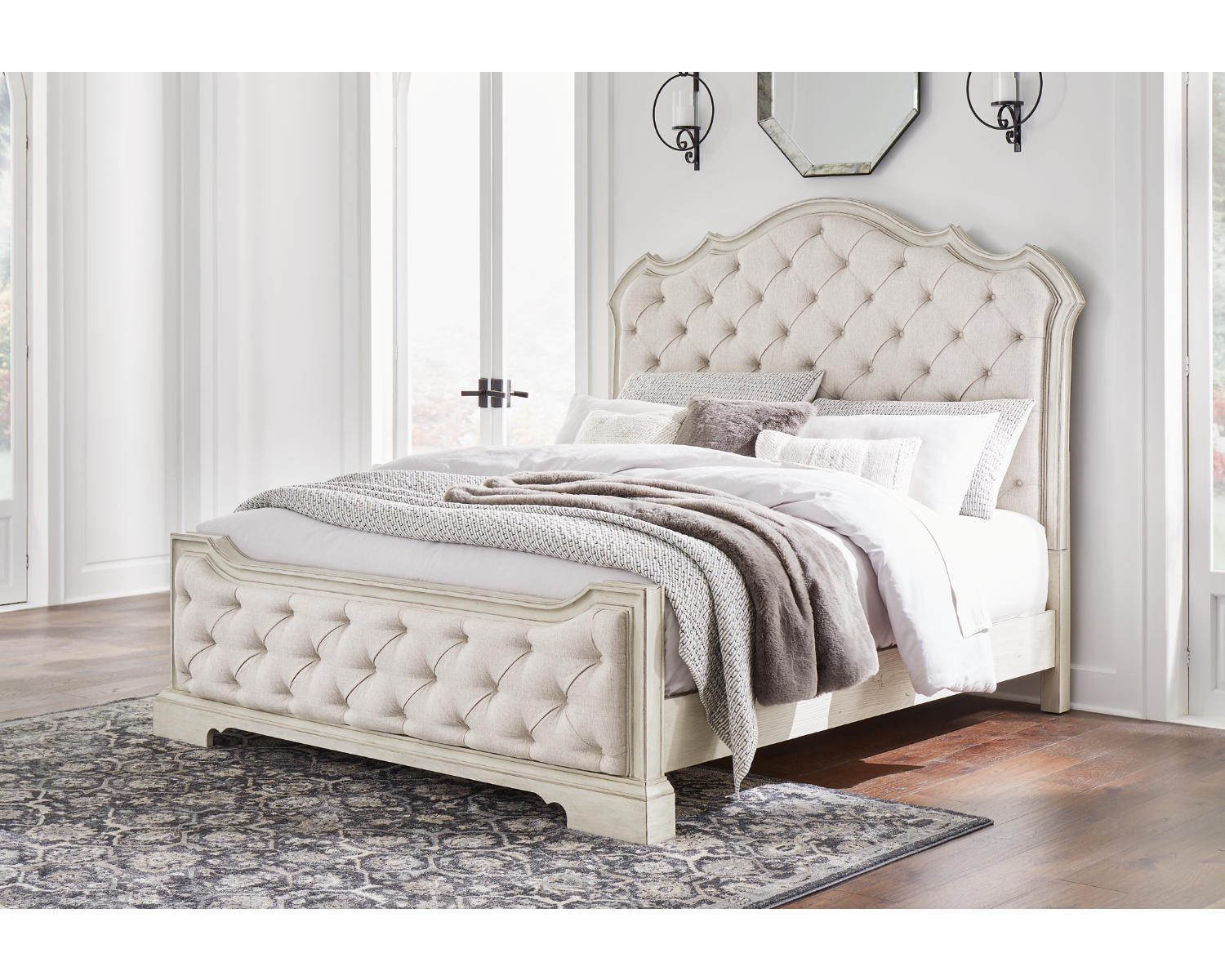 Arlendyne King Upholstered Bed, Dresser and Mirror