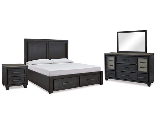 Foyland Queen Storage Bed, Dresser, Mirror and Nightstand