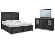 Foyland Queen Panel Storage Bed, Dresser and Mirror