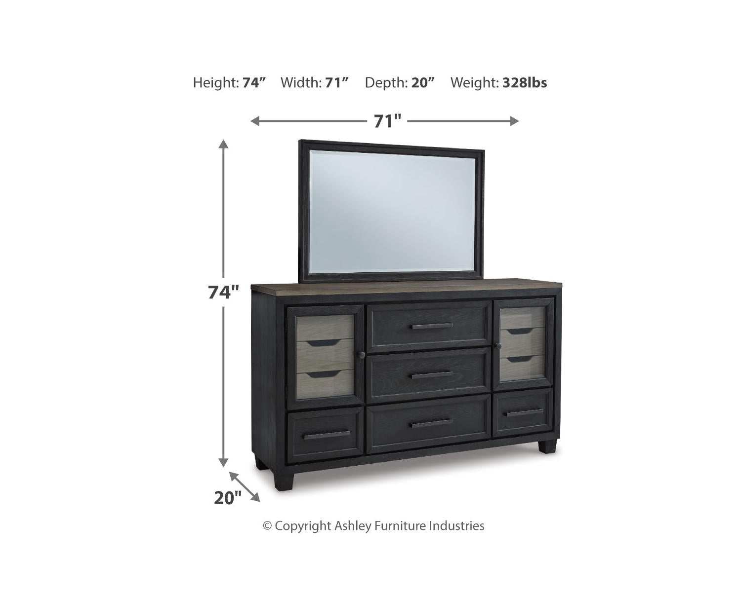 Foyland Queen Panel Storage Bed, Dresser and Mirror