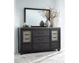 Foyland Cal King Panel Storage Bed, Dresser, Mirror, Chest and Nightstand