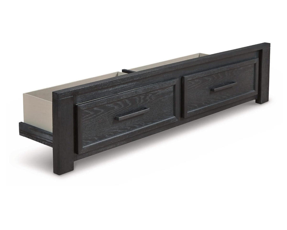 Cama King Foyland con almacenamiento, tocador y espejo
