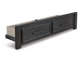 Cama King Foyland con almacenamiento, tocador y espejo