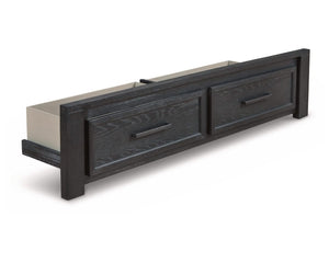 Cama King Foyland con almacenamiento, tocador y espejo