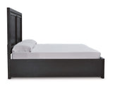 Cama King Foyland con almacenamiento, tocador y espejo