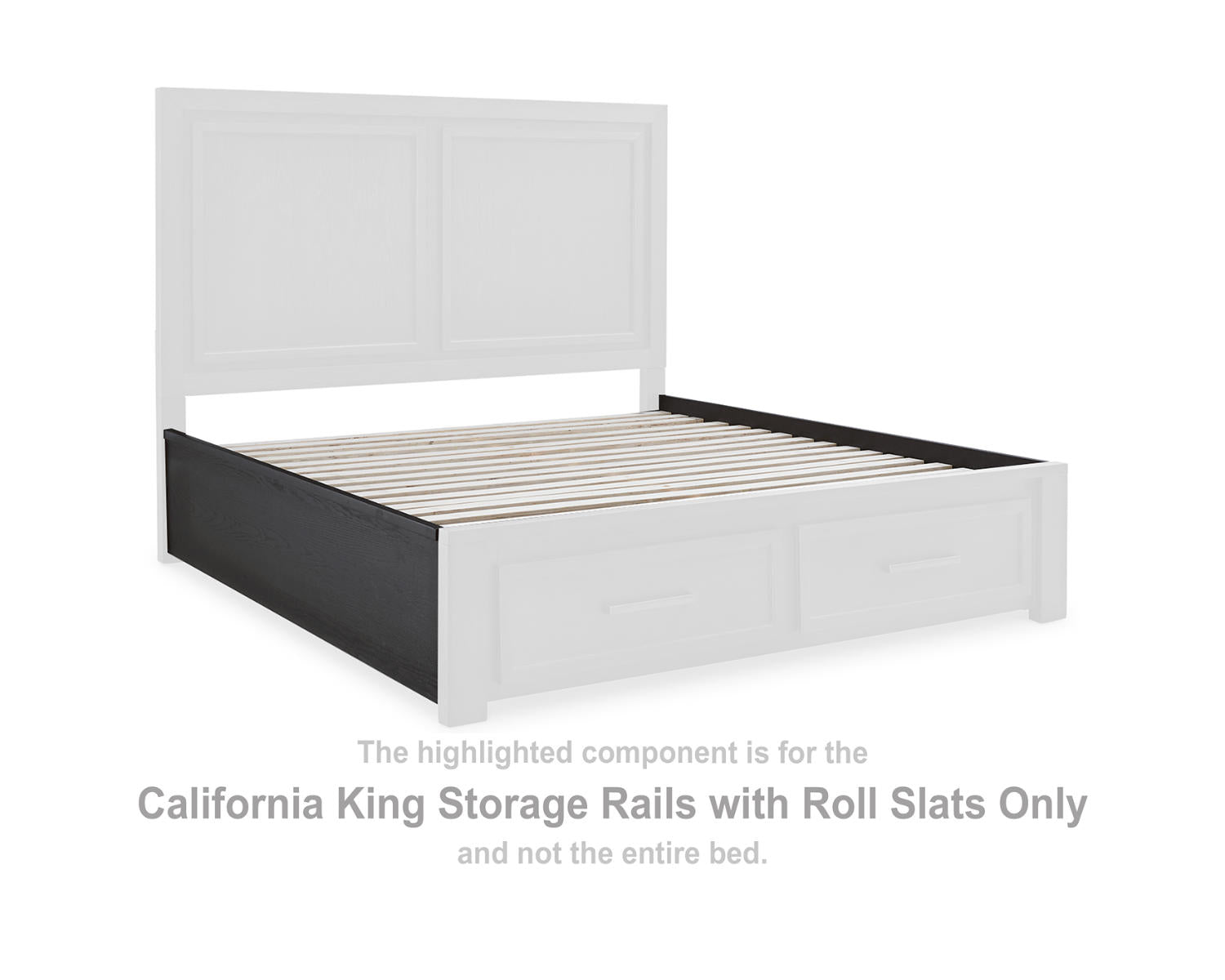Foyland California King Panel Rails with Roll Slats