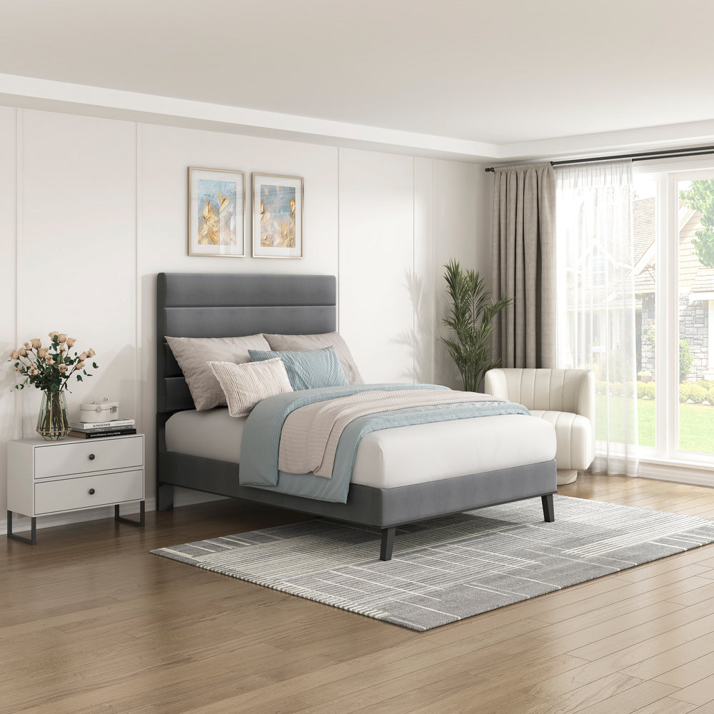 54" Charcoal Microfiber Platform Bed