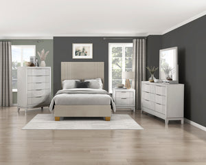 54" Beige Microfiber Platform Bed