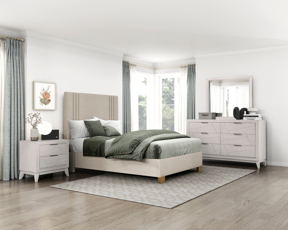 39” Beige Microfiber Platform Bed