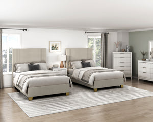 39” Beige Microfiber Platform Bed