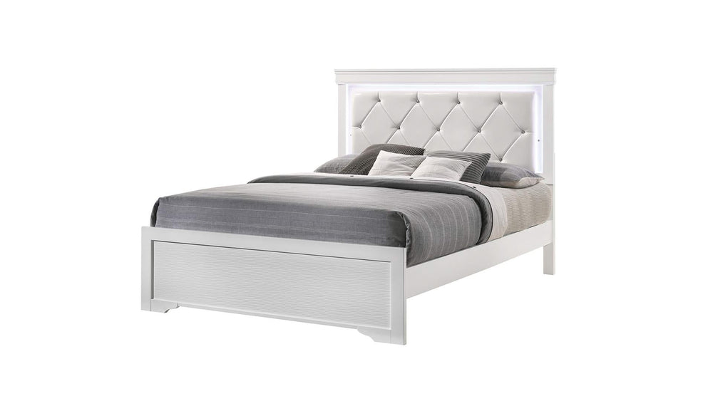 Juego de dormitorio de 5 piezas con luz LED metálica Pompei