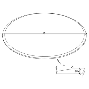 Tapa de vidrio templado transparente redonda de 36 pulgadas y 8 mm