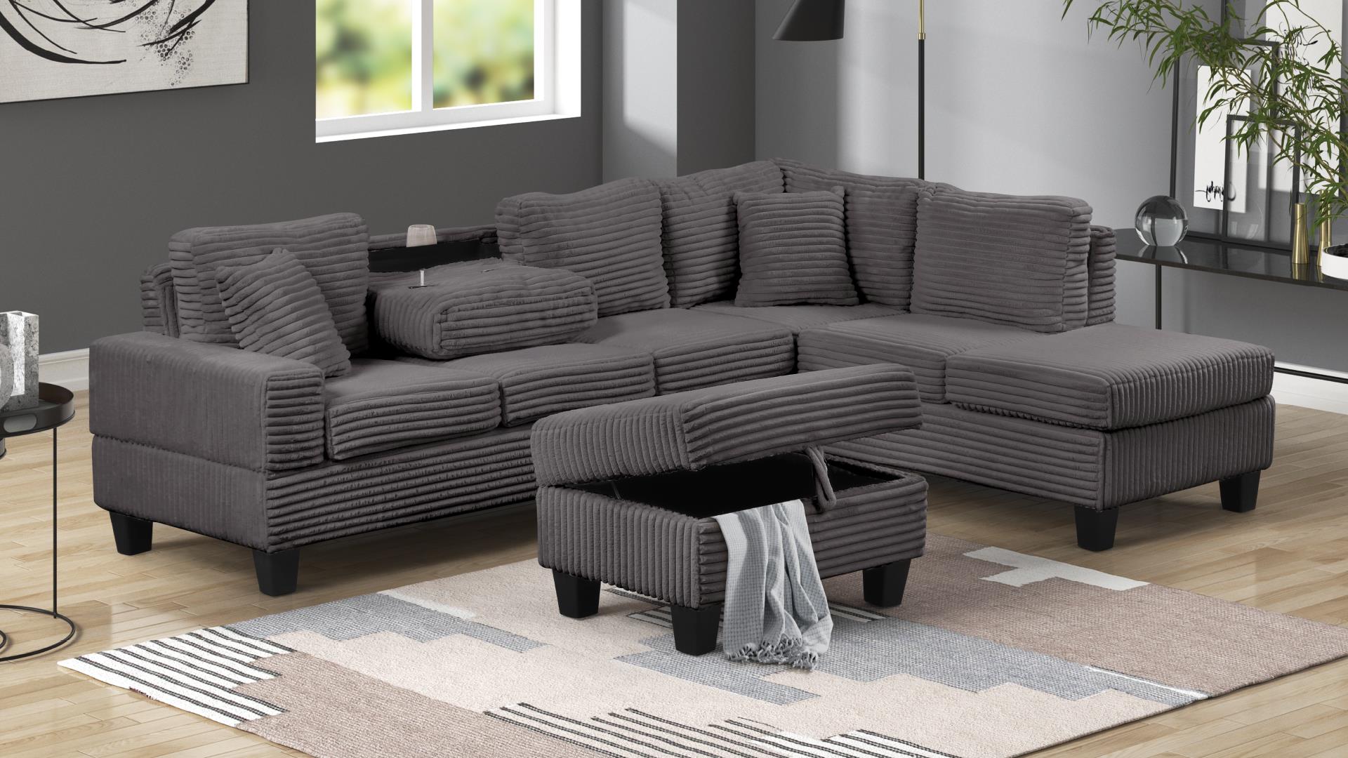 COZY 2-Peice Sectional with Ottomen