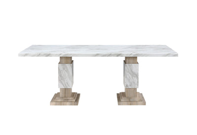 Dining Room set Natural table Marble Style with 4 chairs