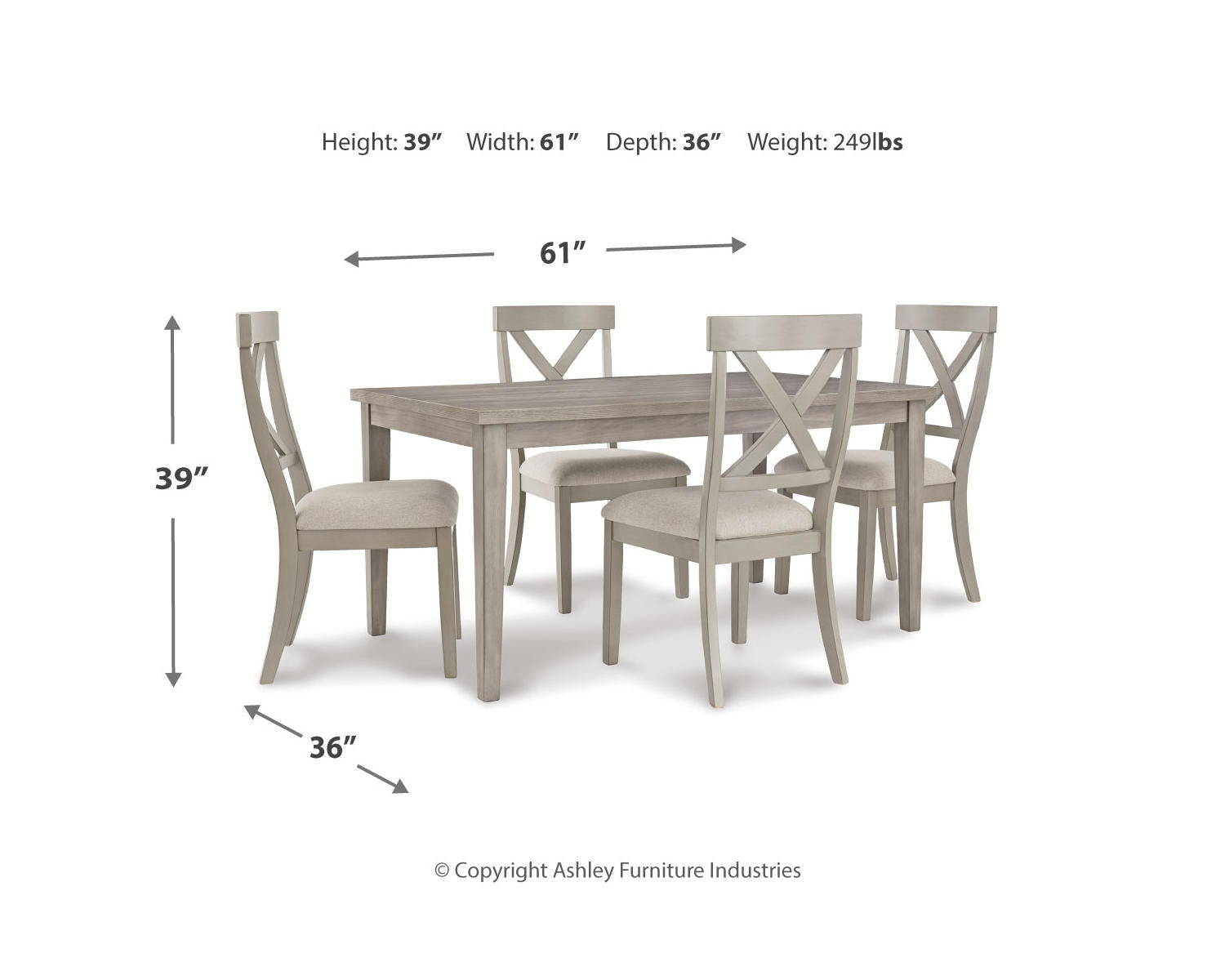 Parellen Dining Table and 4 Chairs