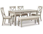 Parellen Dining Table, 4 Chairs and Bench