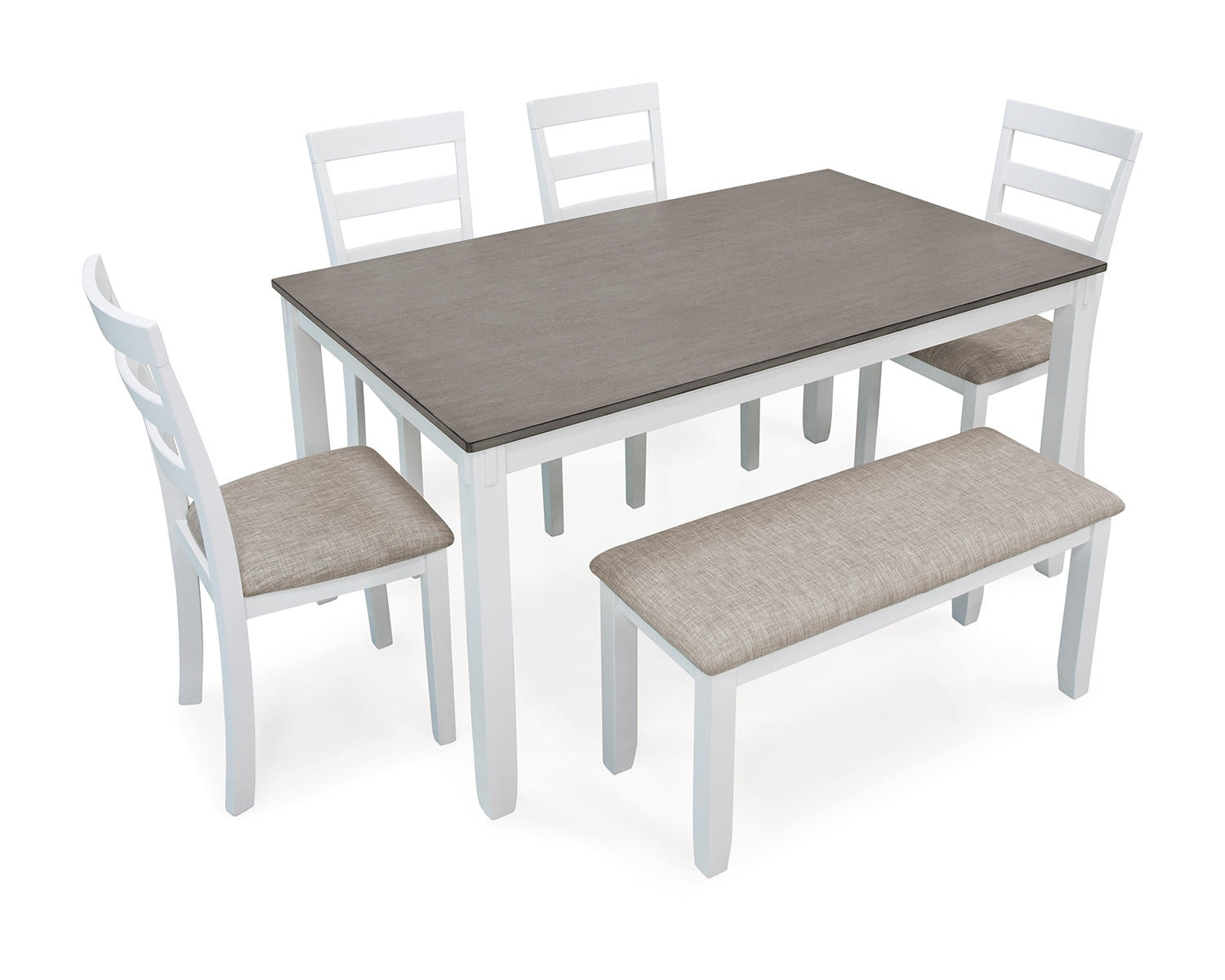 Stonehollow Dining Table and Chairs with Bench (Set of 6)