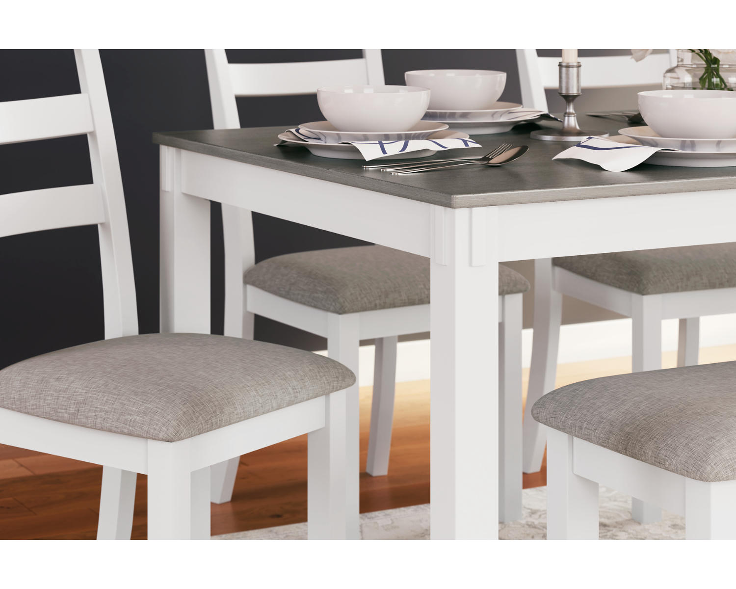 Stonehollow Dining Table and Chairs with Bench (Set of 6)