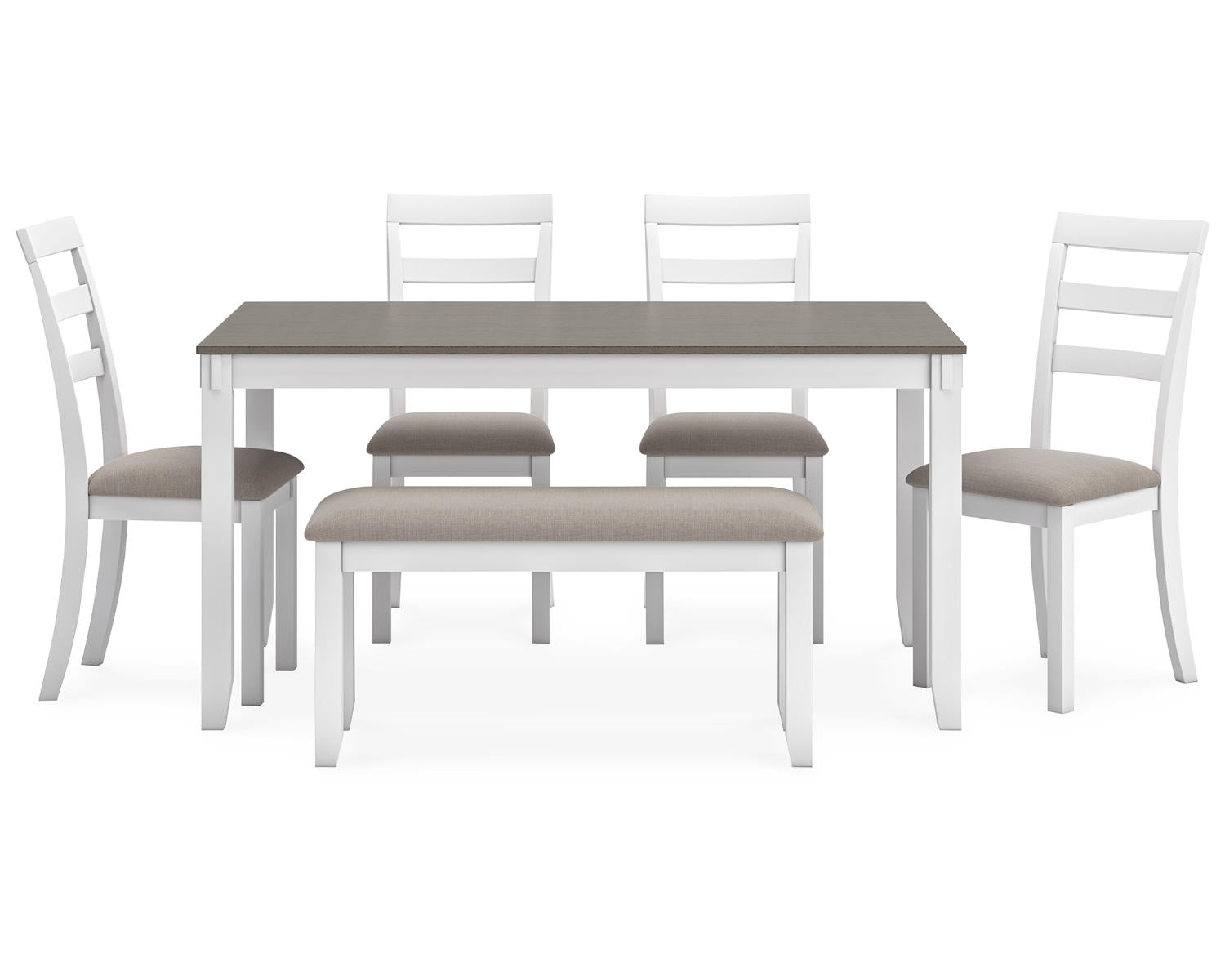 Stonehollow Dining Table and Chairs with Bench (Set of 6)