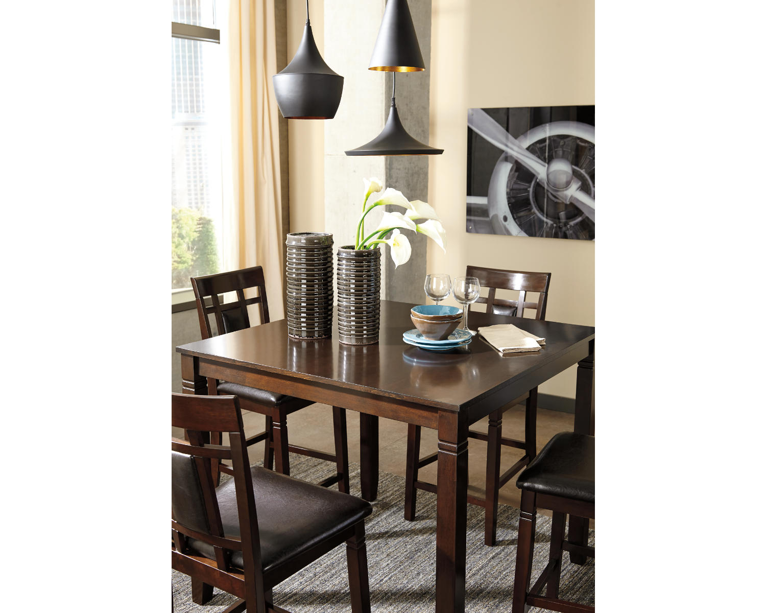 Bennox Counter Height Dining Table and Bar Stools (Set of 5)