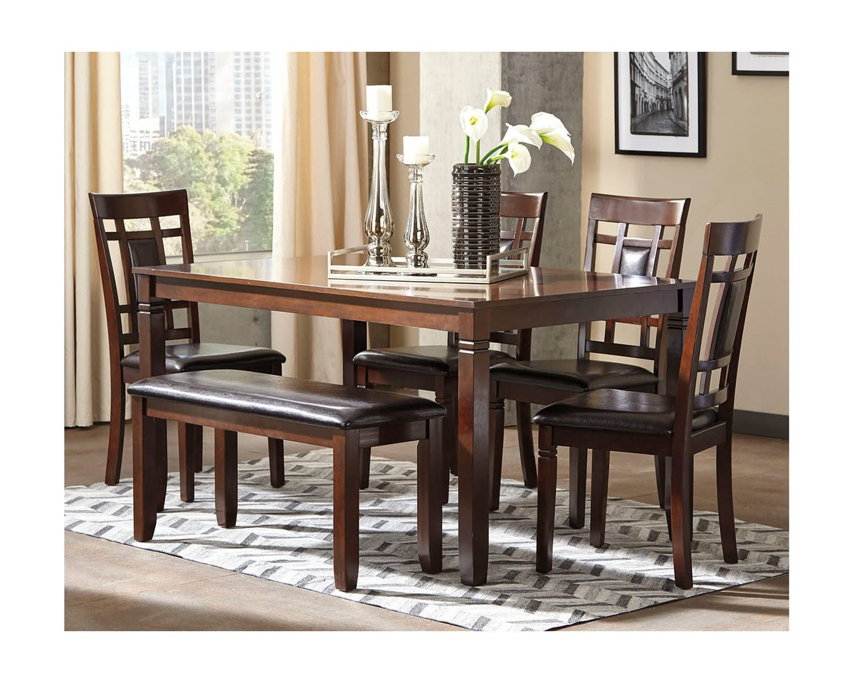 Bennox Dining Table and Chairs with Bench (Set of 6)