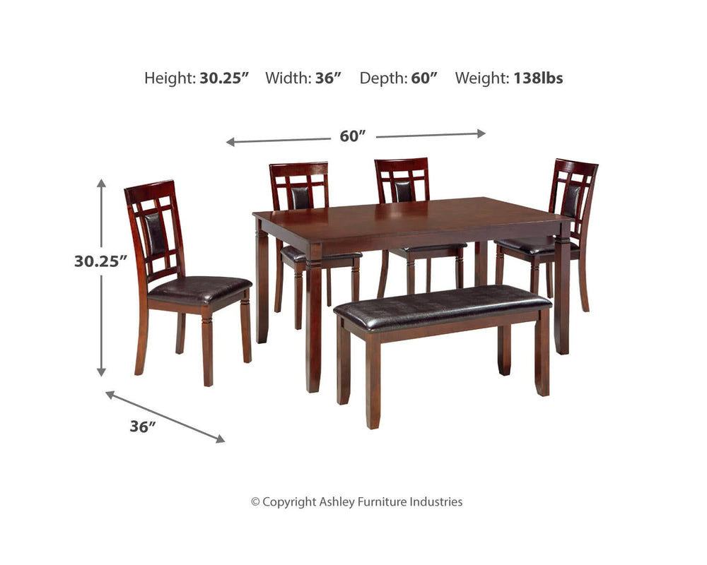 Bennox Dining Table and Chairs with Bench (Set of 6)