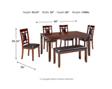 Bennox Dining Table and Chairs with Bench (Set of 6)