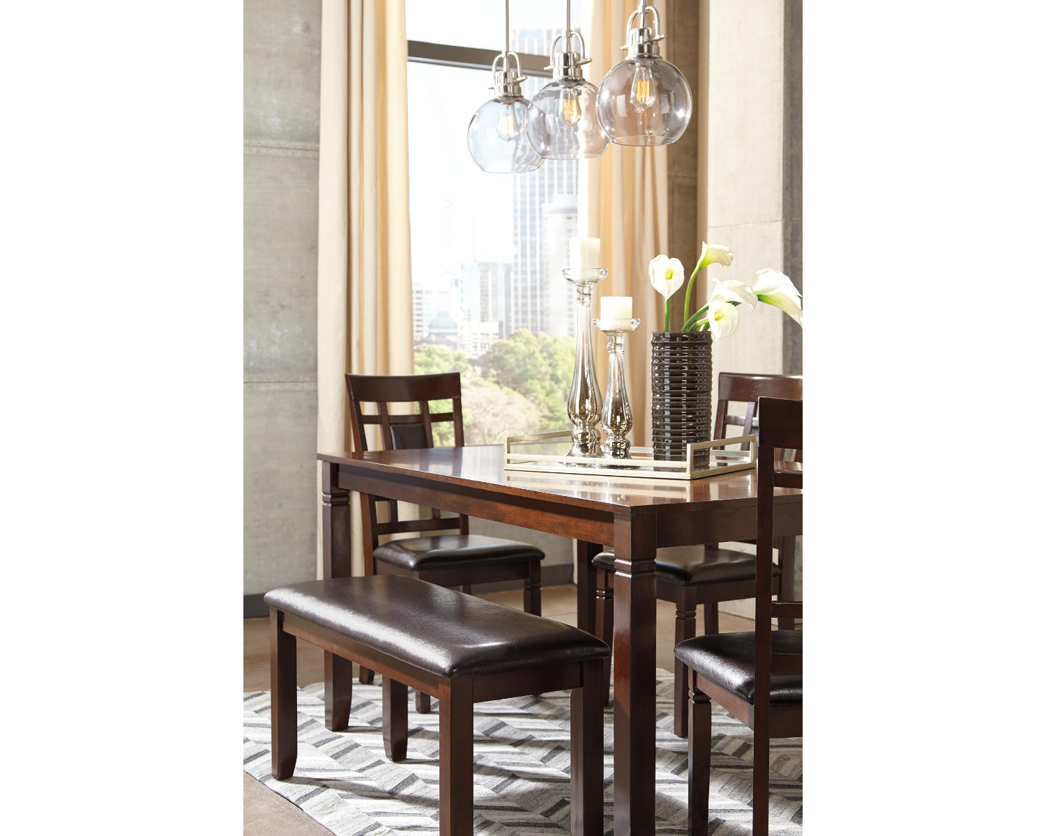 Bennox Dining Table and Chairs with Bench (Set of 6)