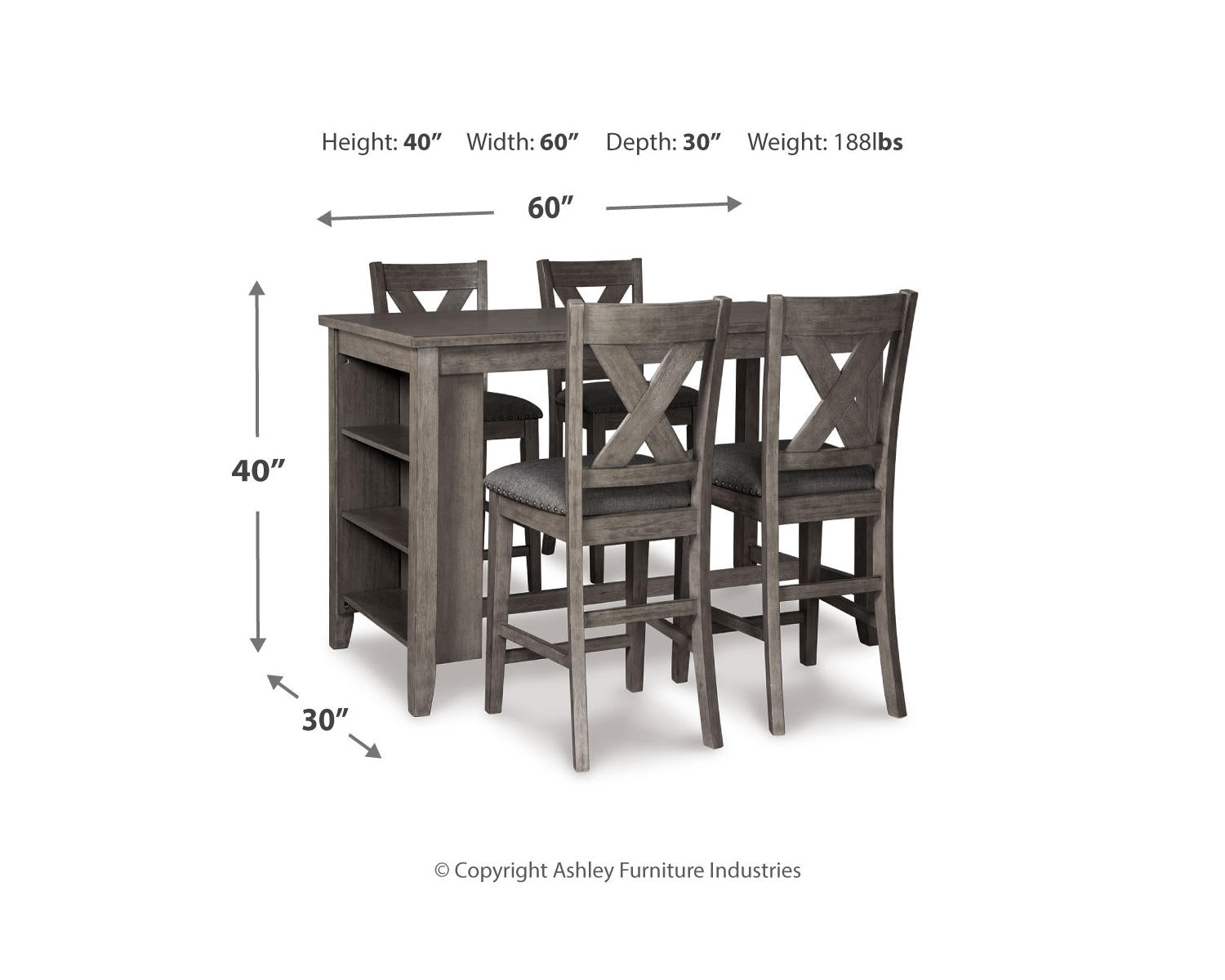 Caitbrook Counter Height Dining Table and 4 Barstools