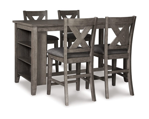 Mesa de comedor alta Caitbrook y 4 taburetes