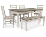 Skempton Dining Table, 4 Chairs, and Bench
