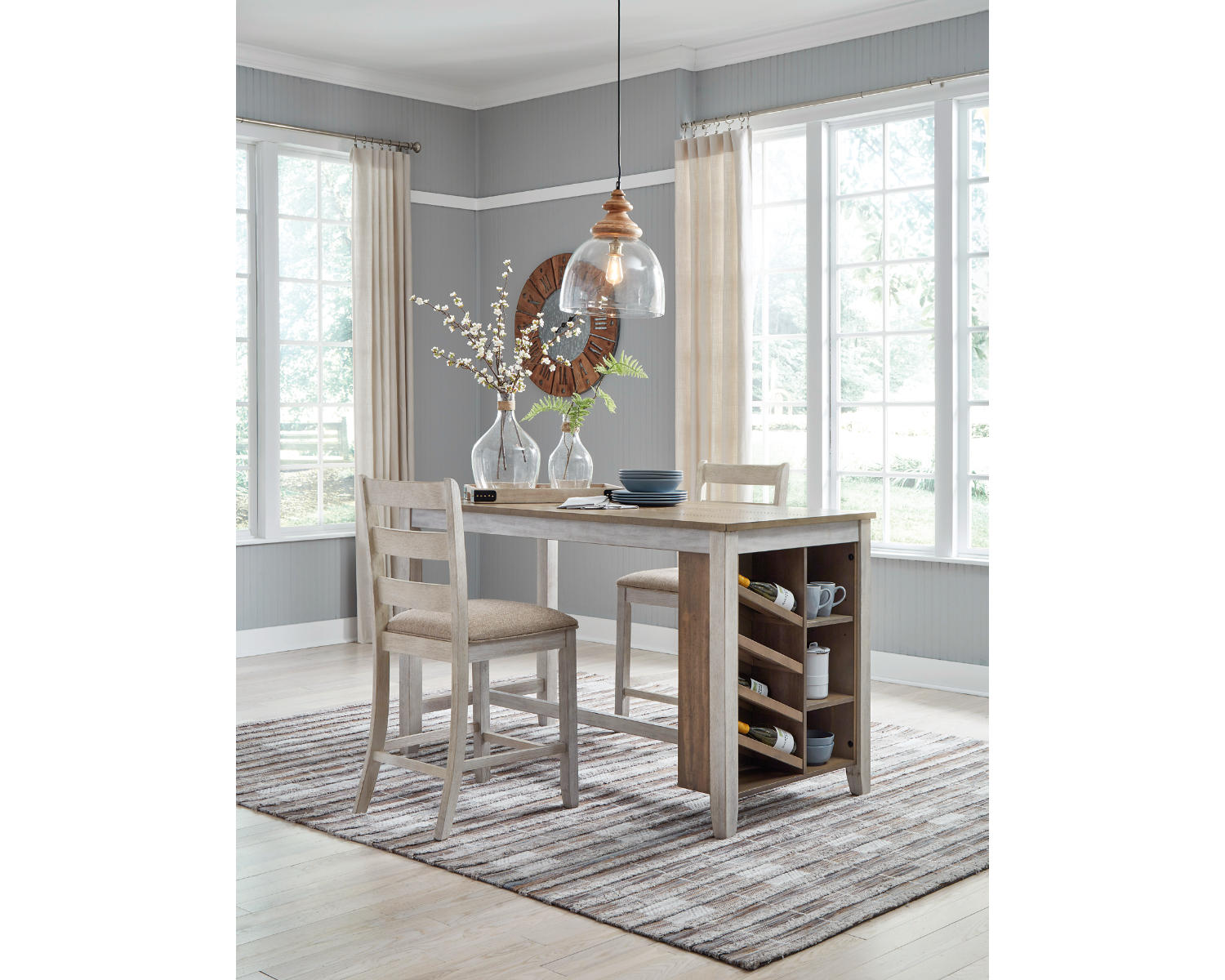 Skempton Counter Height Dining Table and 2 Barstools