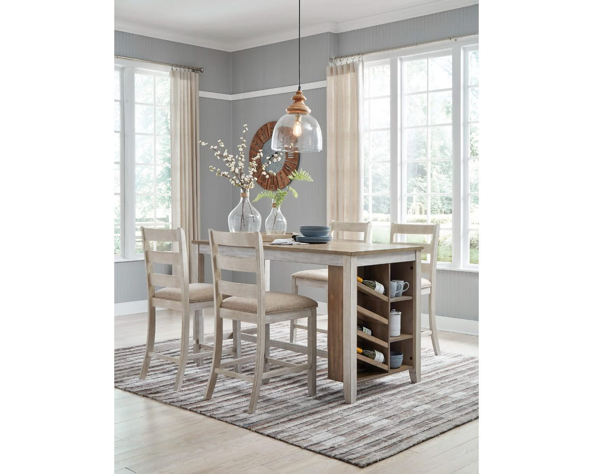 Mesa de comedor Skempton de altura de mostrador y 4 taburetes