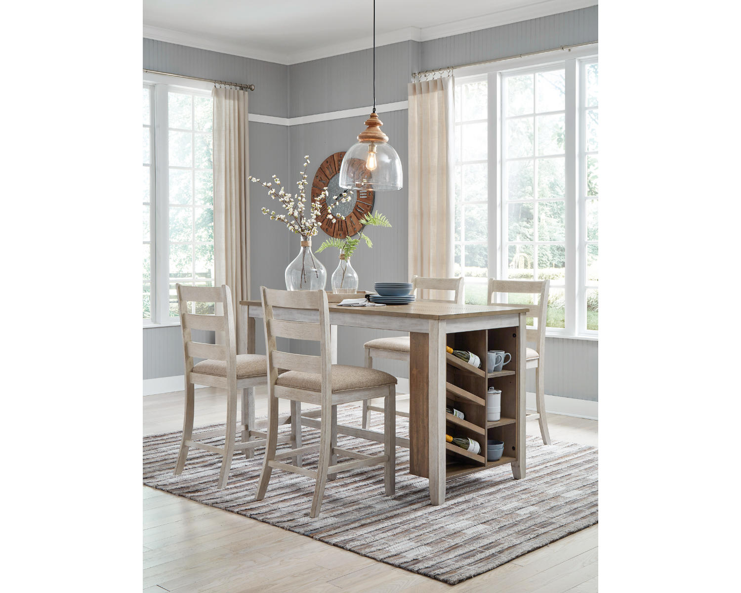 Skempton Counter Height Dining Table and 4 Barstools