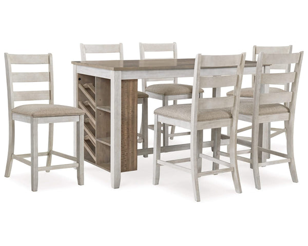 Mesa de comedor Skempton de altura de mostrador y 6 taburetes