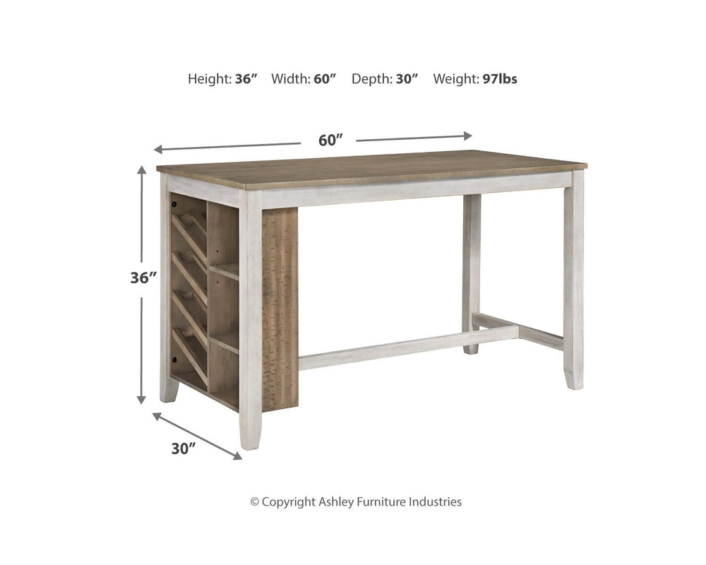 Mesa de comedor Skempton de altura de mostrador y 4 taburetes