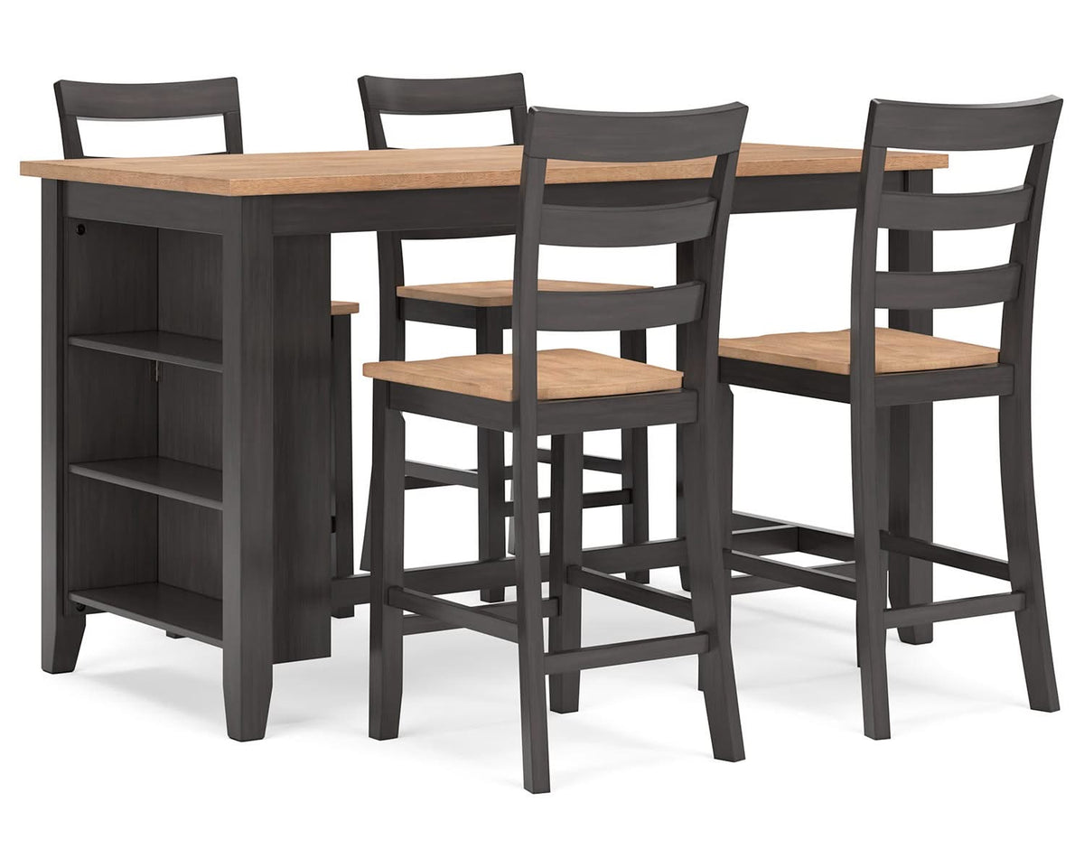 Mesa de comedor Gesthaven de altura de mostrador y 4 taburetes
