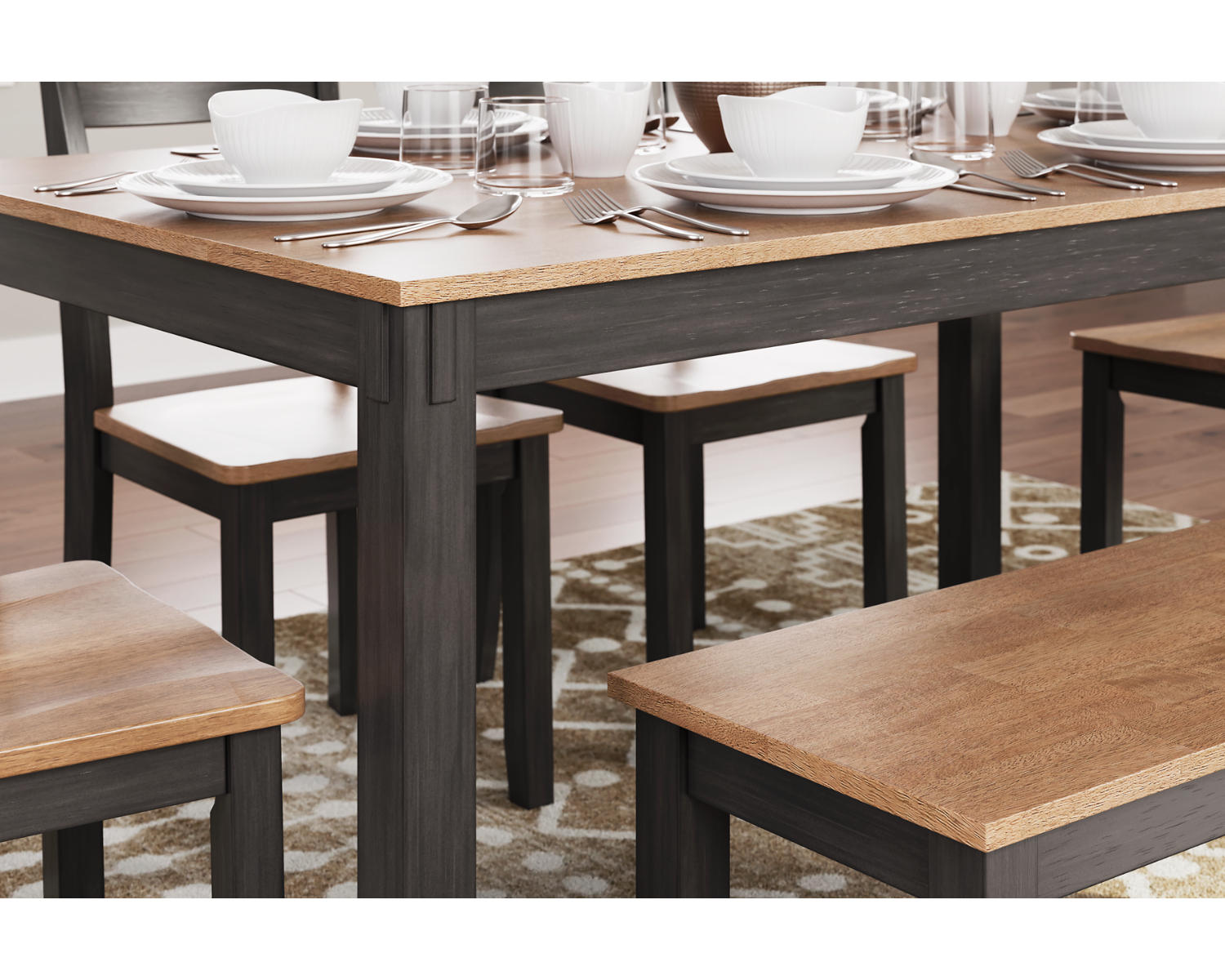 Gesthaven Dining Table with 4 Chairs and Bench (Set of 6)