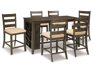 Mesa de comedor de altura de mostrador Rokane y 6 taburetes
