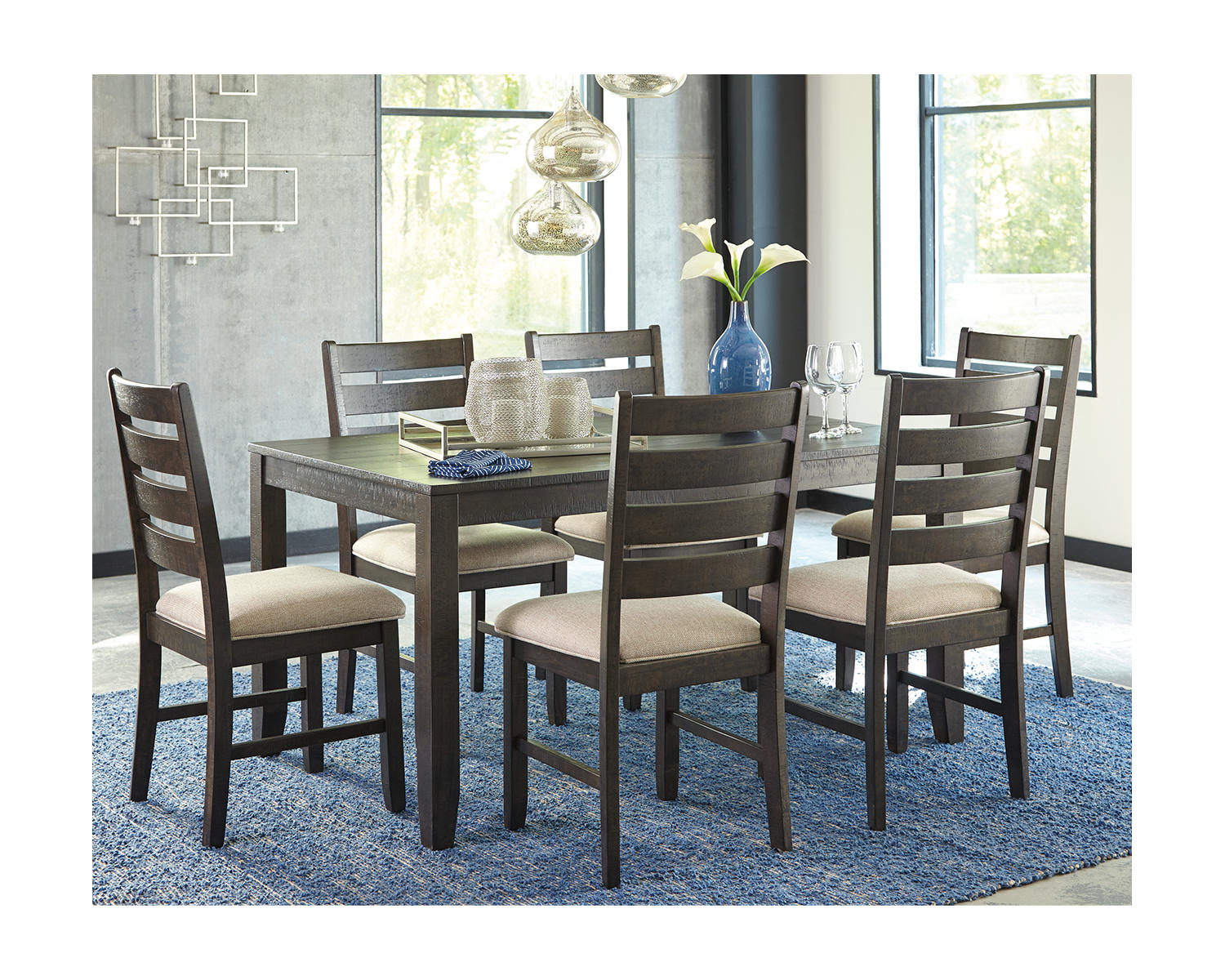 Rokane Dining Table and Chairs (Set of 7)