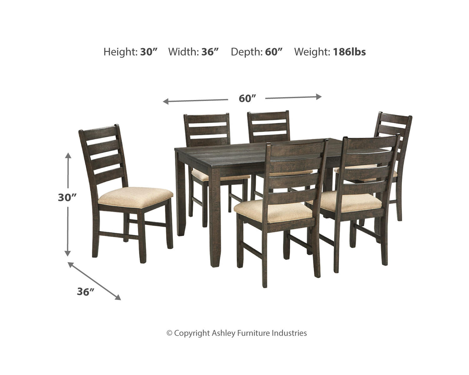 Rokane Dining Table and Chairs (Set of 7)