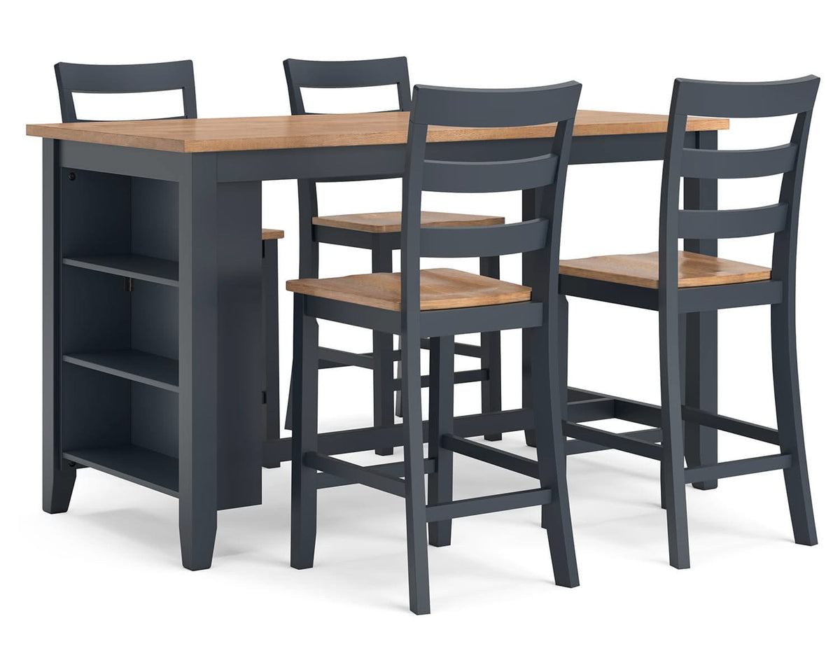 Gesthaven Counter Height Dining Table and 4 Barstools