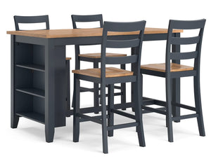 Gesthaven Counter Height Dining Table and 4 Barstools