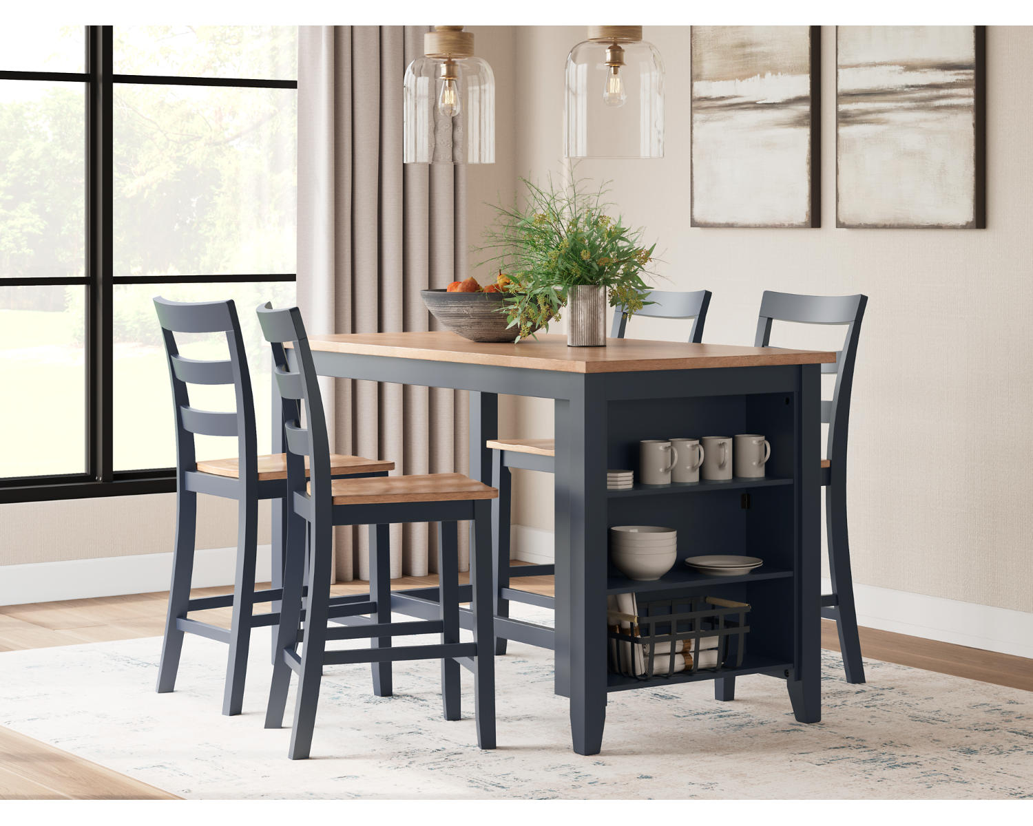 Gesthaven Counter Height Dining Table and 4 Barstools